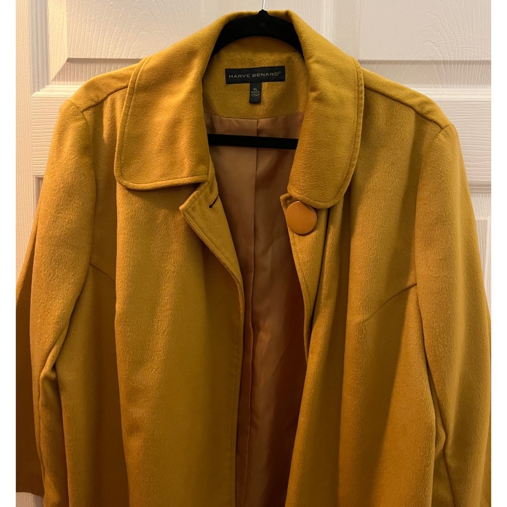 🌟Vintage Harve Bernard Cute Dark Yellow 100% Wool Winter Fall Autumn Coat XL🌟 - Picture 5 of 8